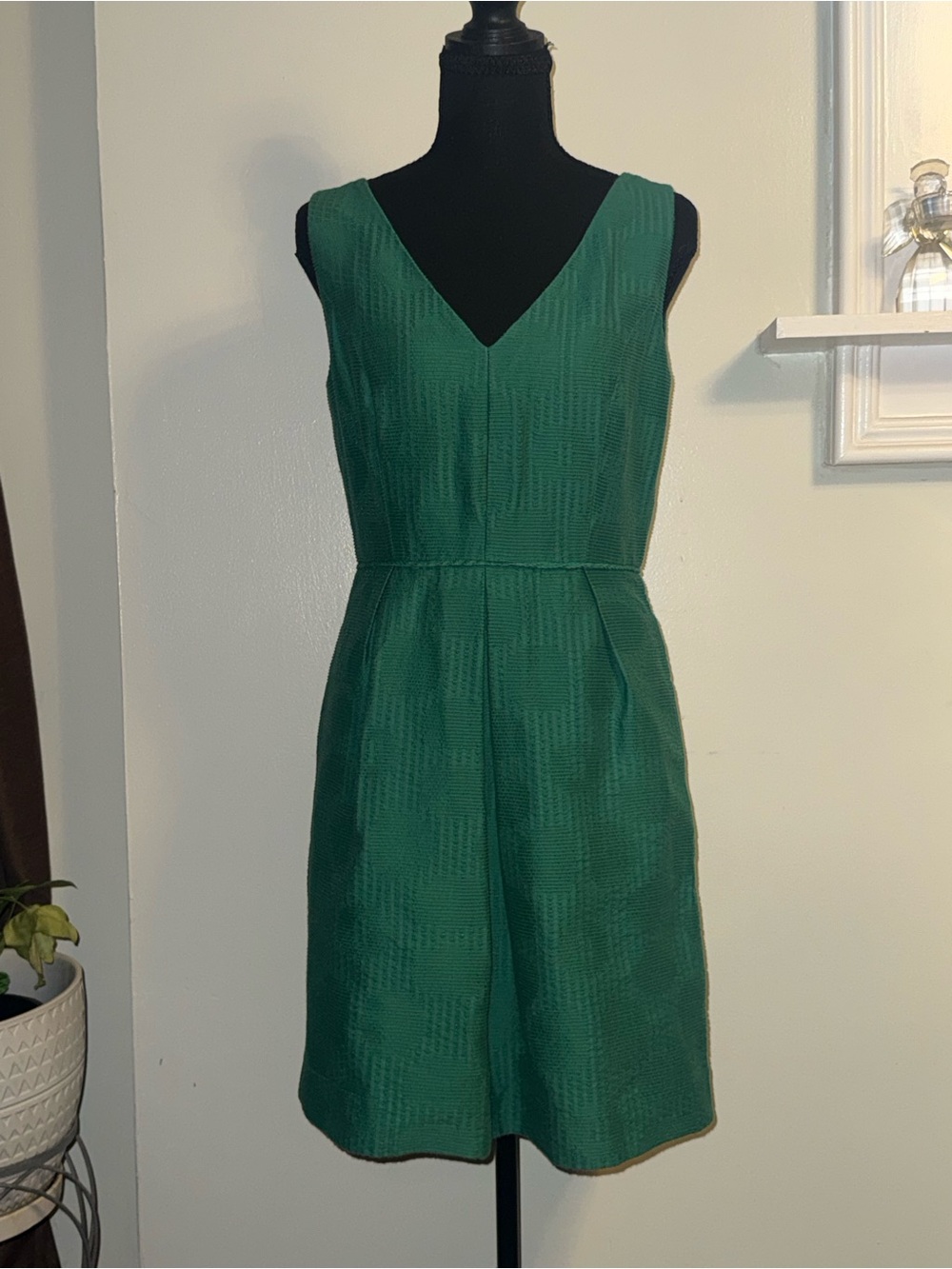 J. Crew Deep Green V-Neck Sleeveless Mini Dress
